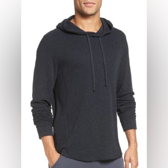 Vince Other - Vince Raw Edge Ribbed Hoodie In Black 45665